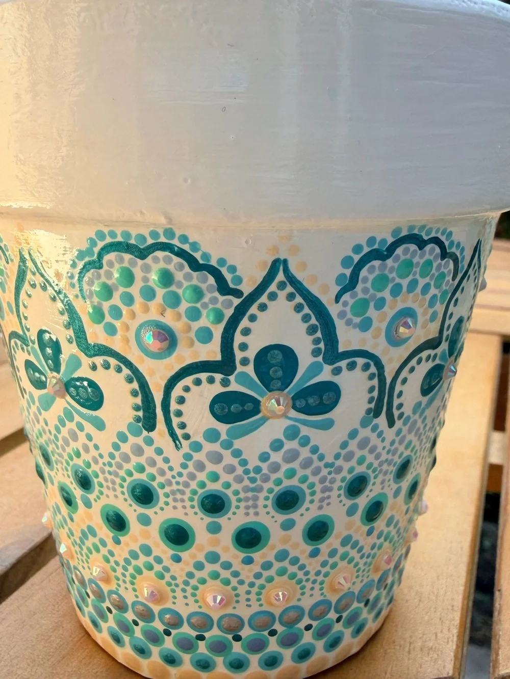 Hand Painted Dot Art Terra Cotta Pot 4